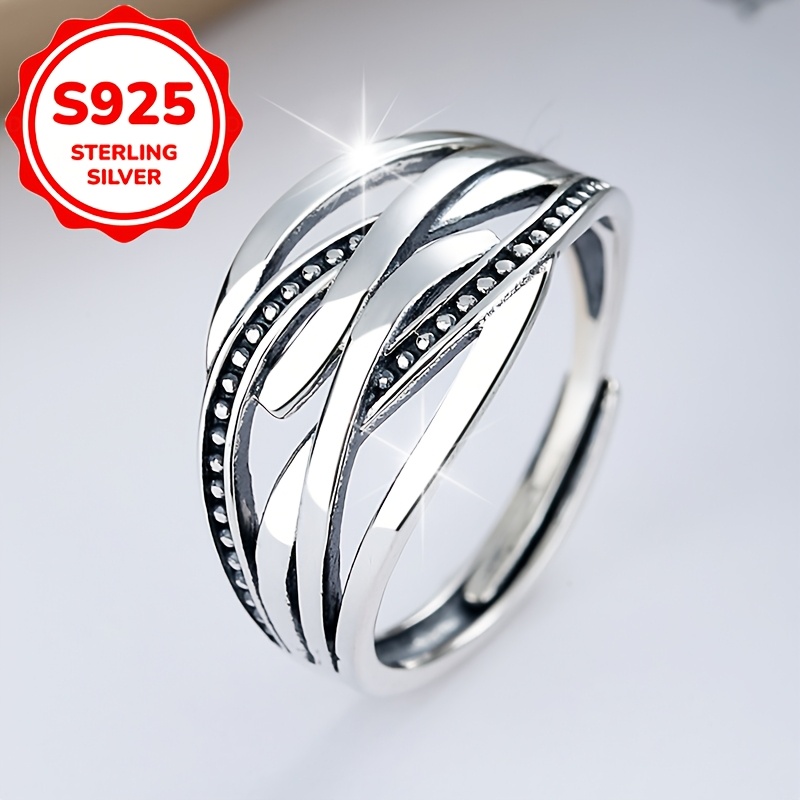 Women's Vintage Distressed Cross-Intertwined Ring, S925